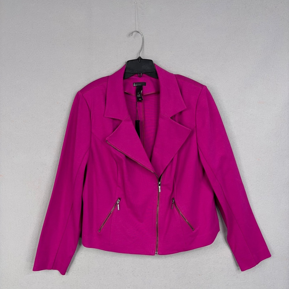 Lane Bryant Blazer Women 20 Pink Moto Zip Ponte Stretch Professional Career
